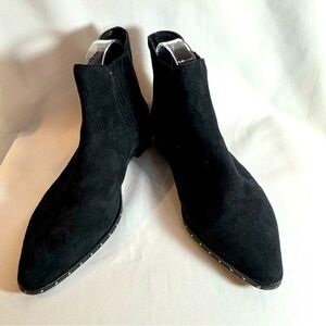 REBECCA MINKOFF Sz 6 Chelsea Booties Studded Pointy Suede Leather Designer Boots